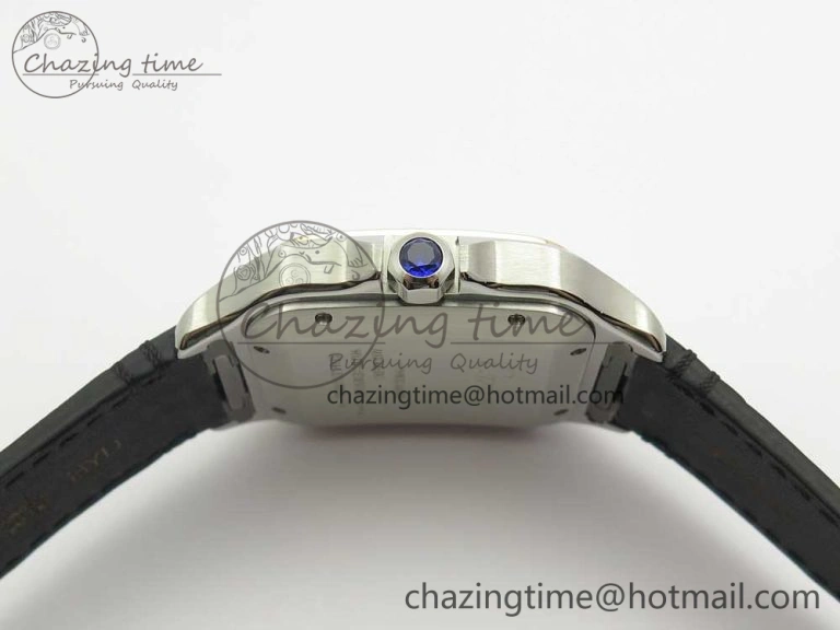 Santos de Cartier 40mm 2018 V6F 1:1 Best Edition White Dial RG Bezel on Black Leather Strap MIYOTA 9015
