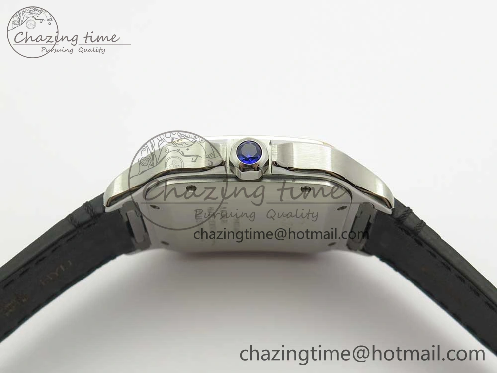 Santos de Cartier 40mm 2018 V6F 1:1 Best Edition White Dial RG Bezel on Black Leather Strap MIYOTA 9015