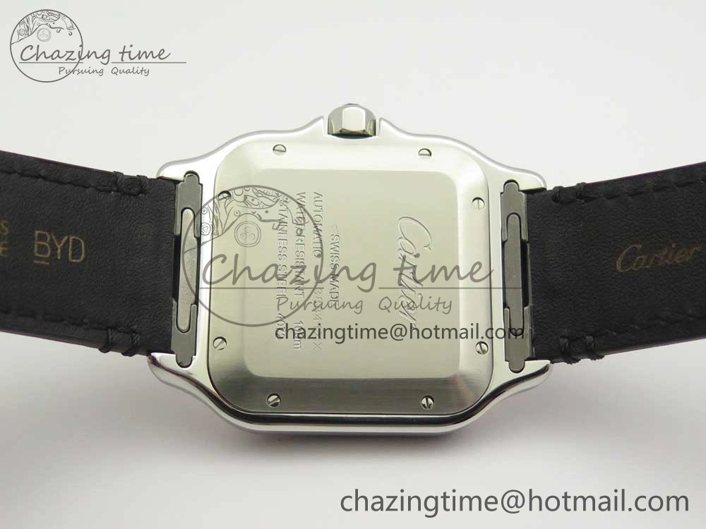 Santos de Cartier 40mm 2018 V6F 1:1 Best Edition White Dial RG Bezel on Black Leather Strap MIYOTA 9015