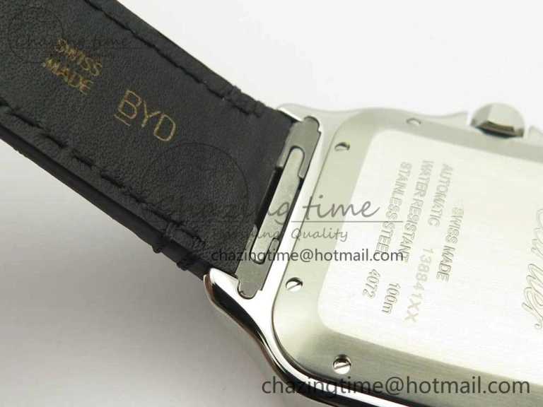 Santos de Cartier 40mm 2018 V6F 1:1 Best Edition White Dial RG Bezel on Black Leather Strap MIYOTA 9015