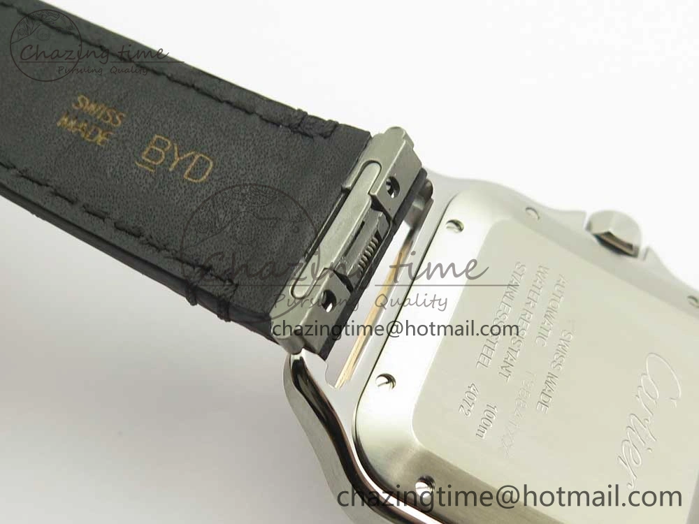 Santos de Cartier 40mm 2018 V6F 1:1 Best Edition White Dial RG Bezel on Black Leather Strap MIYOTA 9015