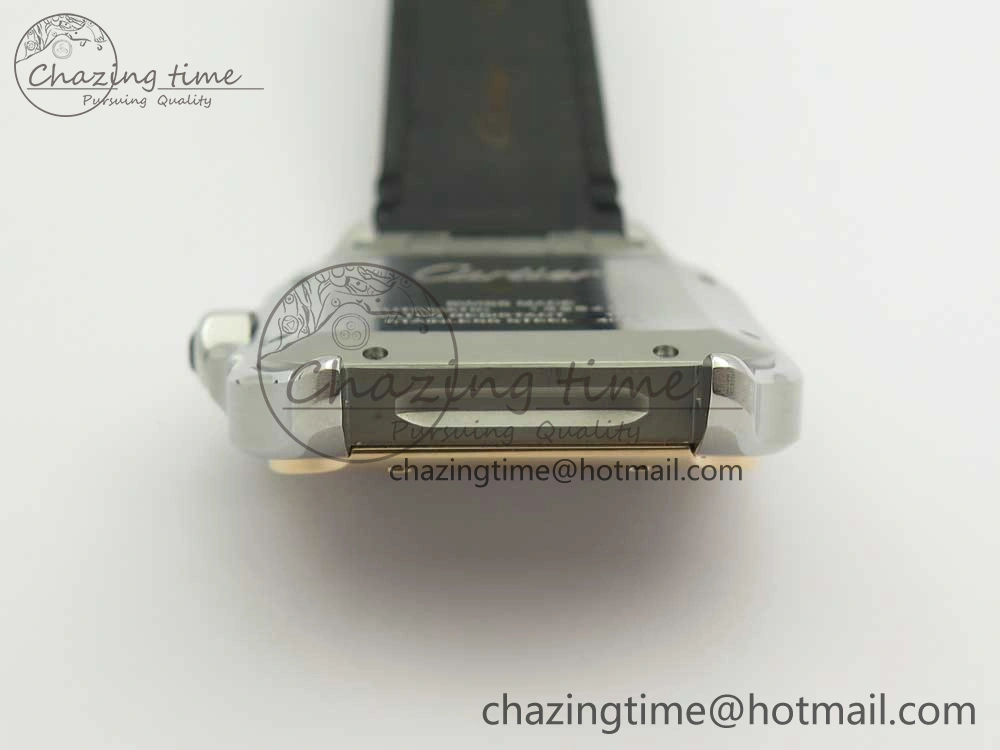 Santos de Cartier 40mm 2018 V6F 1:1 Best Edition White Dial RG Bezel on Black Leather Strap MIYOTA 9015