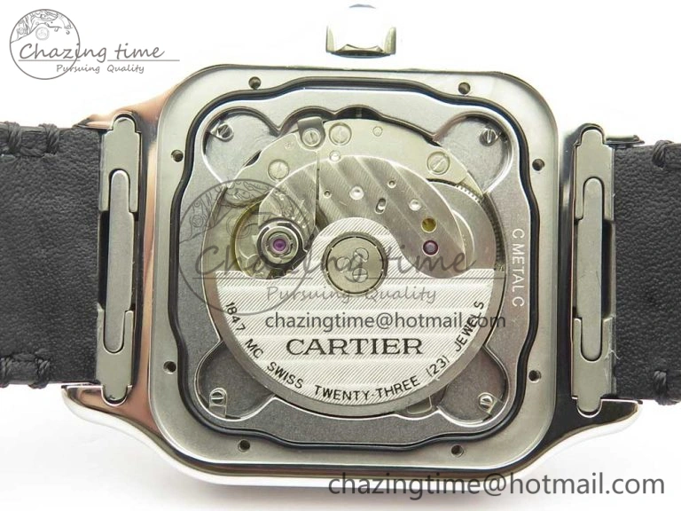 Santos de Cartier 40mm 2018 V6F 1:1 Best Edition White Dial RG Bezel on Black Leather Strap MIYOTA 9015