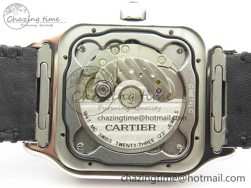 Santos de Cartier 40mm 2018 V6F 1:1 Best Edition White Dial RG Bezel on Black Leather Strap MIYOTA 9015