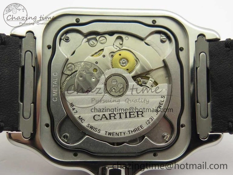 Santos de Cartier 40mm 2018 V6F 1:1 Best Edition White Dial RG Bezel on Black Leather Strap MIYOTA 9015