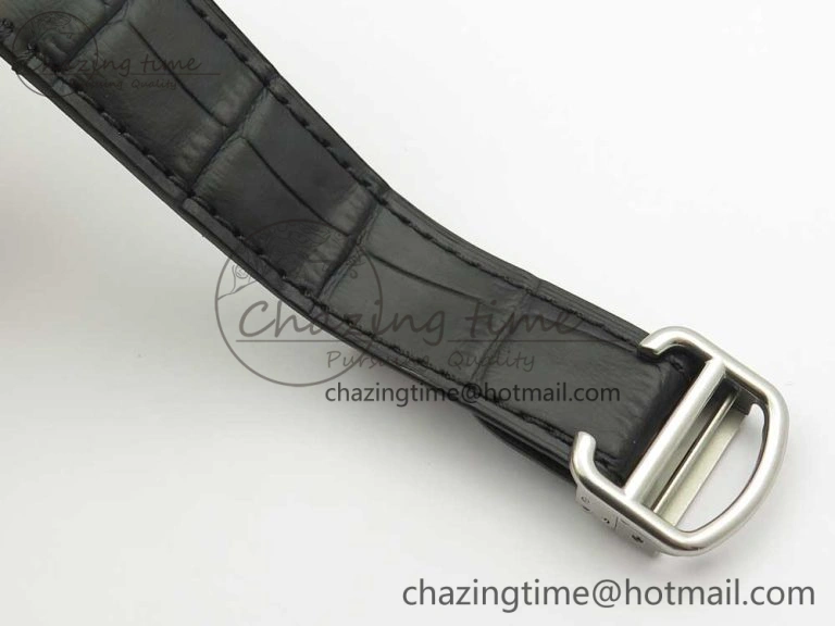 Santos de Cartier 40mm 2018 V6F 1:1 Best Edition White Dial RG Bezel on Black Leather Strap MIYOTA 9015