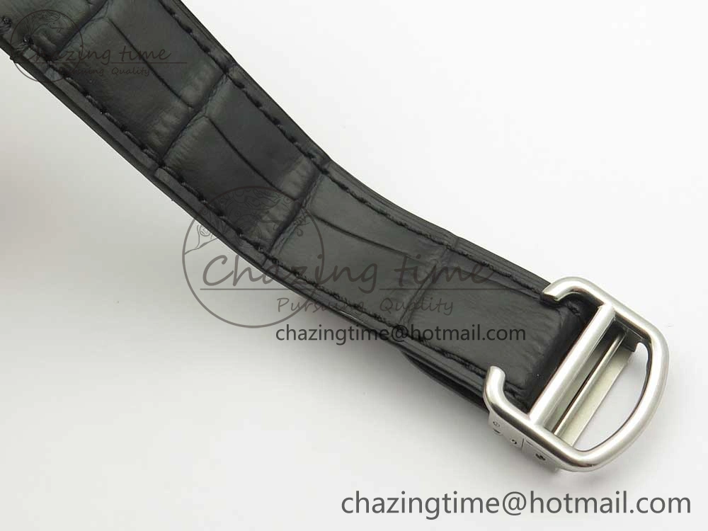 Santos de Cartier 40mm 2018 V6F 1:1 Best Edition White Dial RG Bezel on Black Leather Strap MIYOTA 9015
