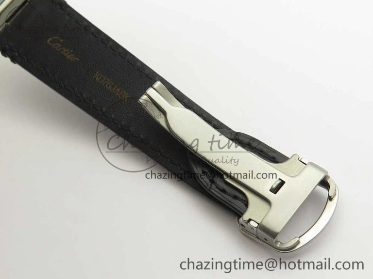 Santos de Cartier 40mm 2018 V6F 1:1 Best Edition White Dial RG Bezel on Black Leather Strap MIYOTA 9015