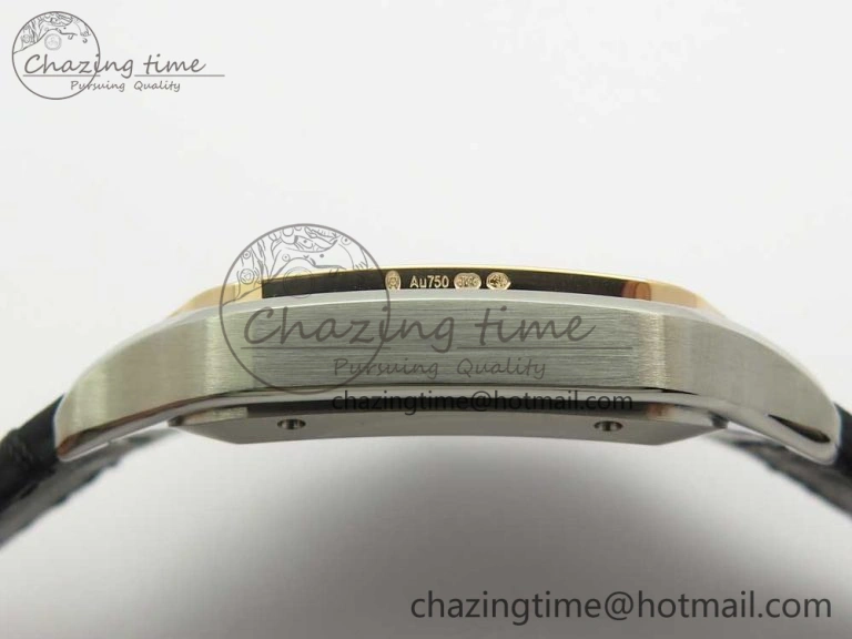 Santos de Cartier 40mm 2018 V6F 1:1 Best Edition White Dial RG Bezel on Black Leather Strap MIYOTA 9015