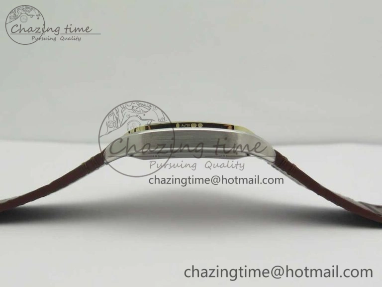 Santos de Cartier 40mm 2018 V6F 1:1 Best Edition White Dial YG Bezel on Deep Brown Leather Strap MIYOTA 9015