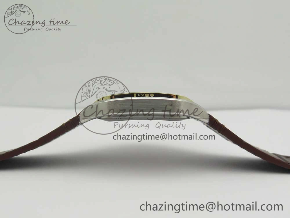 Santos de Cartier 40mm 2018 V6F 1:1 Best Edition White Dial YG Bezel on Deep Brown Leather Strap MIYOTA 9015