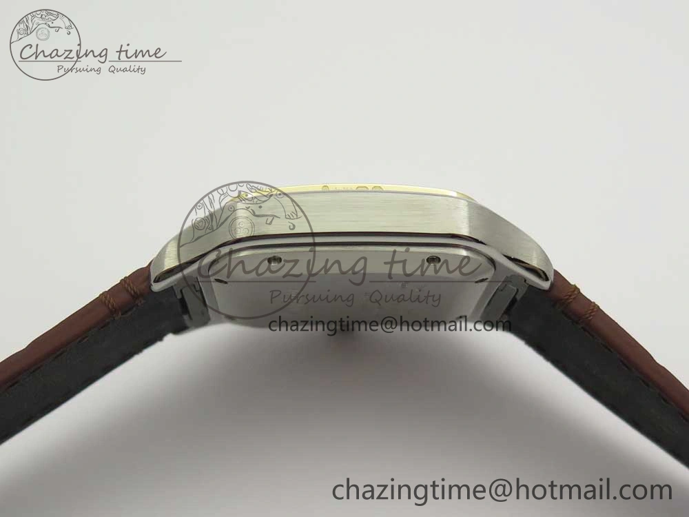Santos de Cartier 40mm 2018 V6F 1:1 Best Edition White Dial YG Bezel on Deep Brown Leather Strap MIYOTA 9015