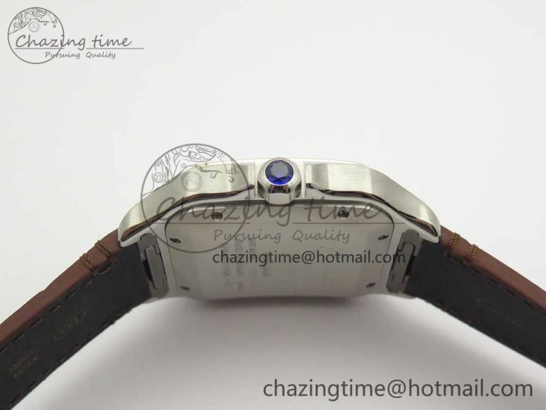 Santos de Cartier 40mm 2018 V6F 1:1 Best Edition White Dial YG Bezel on Deep Brown Leather Strap MIYOTA 9015