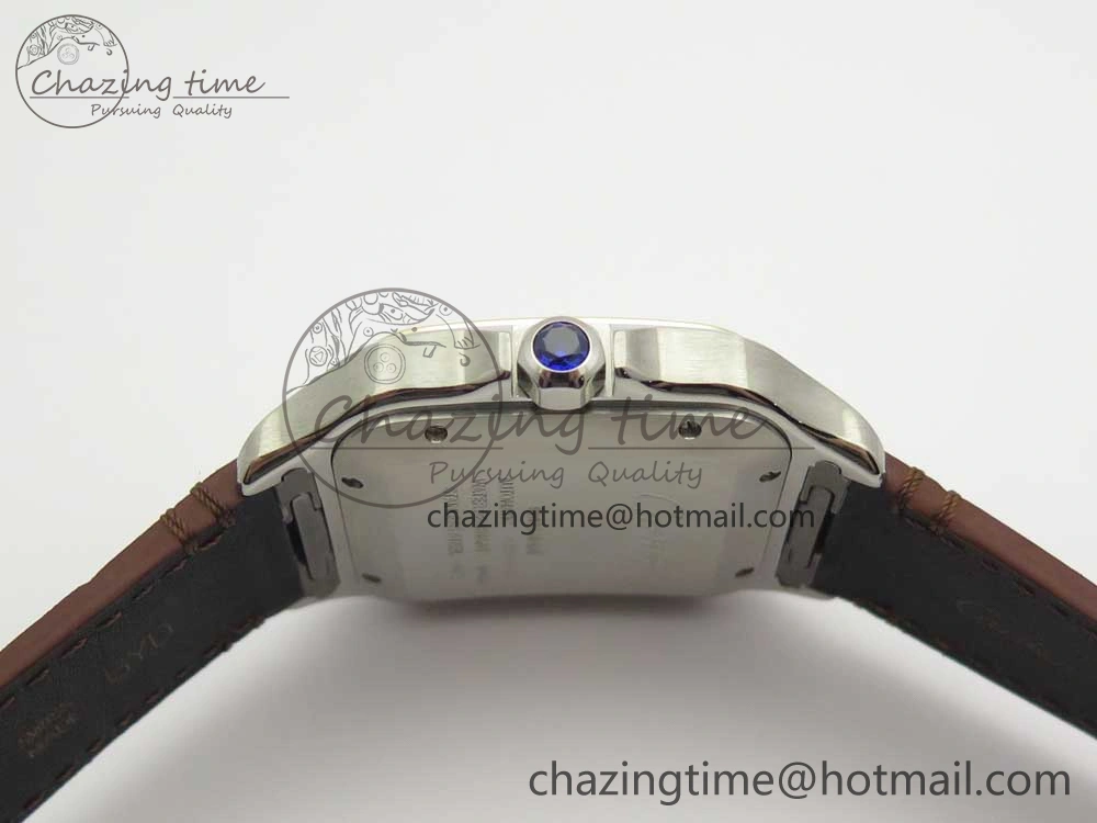 Santos de Cartier 40mm 2018 V6F 1:1 Best Edition White Dial YG Bezel on Deep Brown Leather Strap MIYOTA 9015