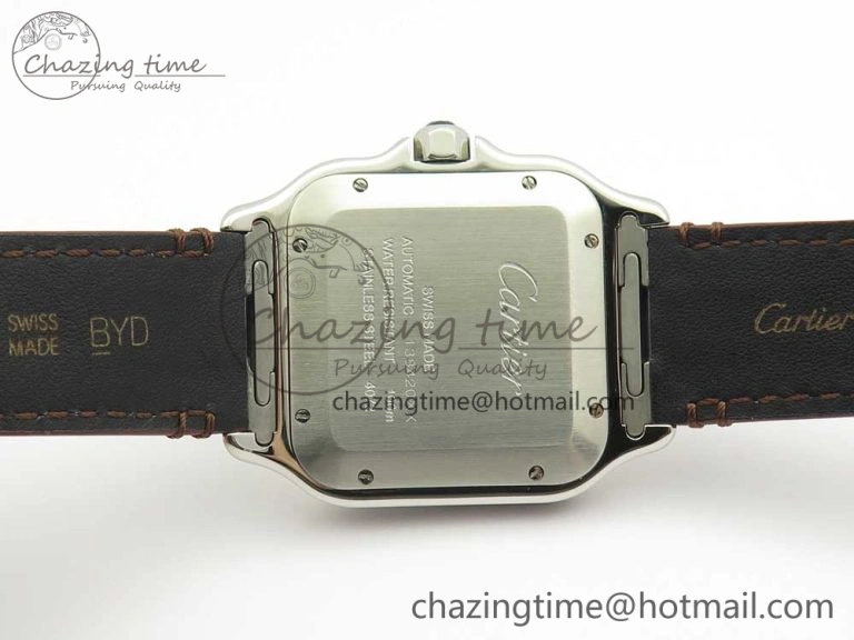 Santos de Cartier 40mm 2018 V6F 1:1 Best Edition White Dial YG Bezel on Deep Brown Leather Strap MIYOTA 9015