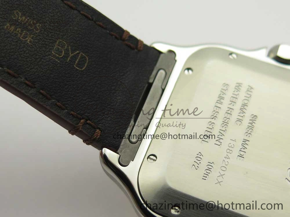 Santos de Cartier 40mm 2018 V6F 1:1 Best Edition White Dial YG Bezel on Deep Brown Leather Strap MIYOTA 9015