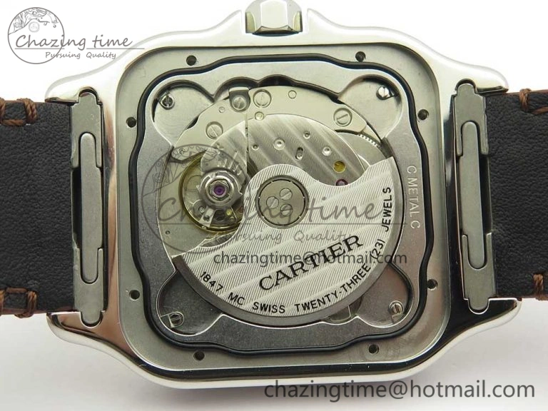Santos de Cartier 40mm 2018 V6F 1:1 Best Edition White Dial YG Bezel on Deep Brown Leather Strap MIYOTA 9015