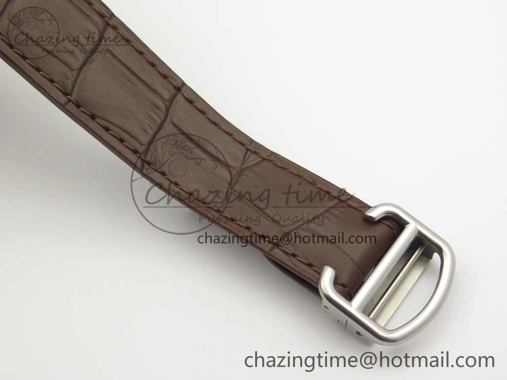Santos de Cartier 40mm 2018 V6F 1:1 Best Edition White Dial YG Bezel on Deep Brown Leather Strap MIYOTA 9015
