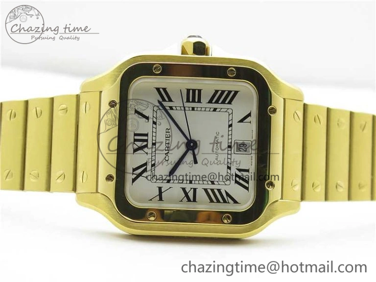 Santos de Cartier 40mm 2018 YG RXW 1:1 Best Edition White Dial on SmartLinks Bracelet MIYOTA 9015