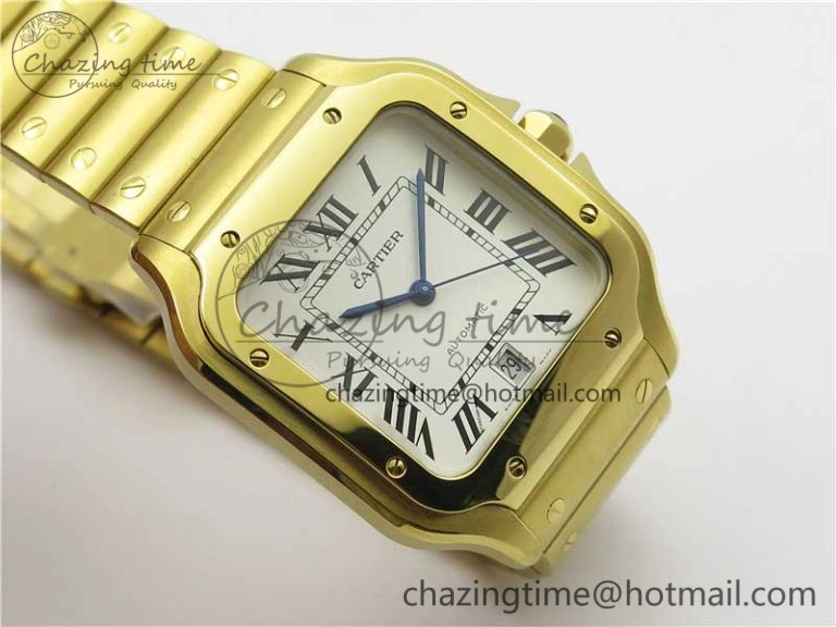 Santos de Cartier 40mm 2018 YG RXW 1:1 Best Edition White Dial on SmartLinks Bracelet MIYOTA 9015