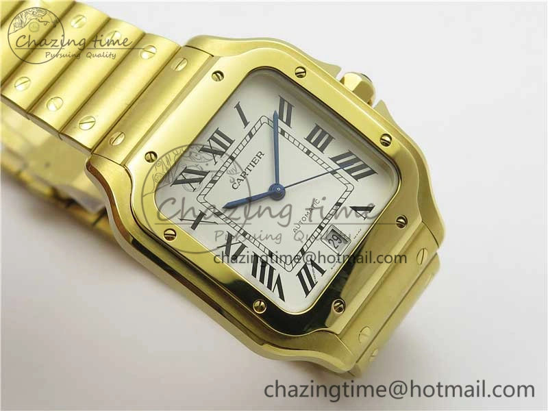 Santos de Cartier 40mm 2018 YG RXW 1:1 Best Edition White Dial on SmartLinks Bracelet MIYOTA 9015
