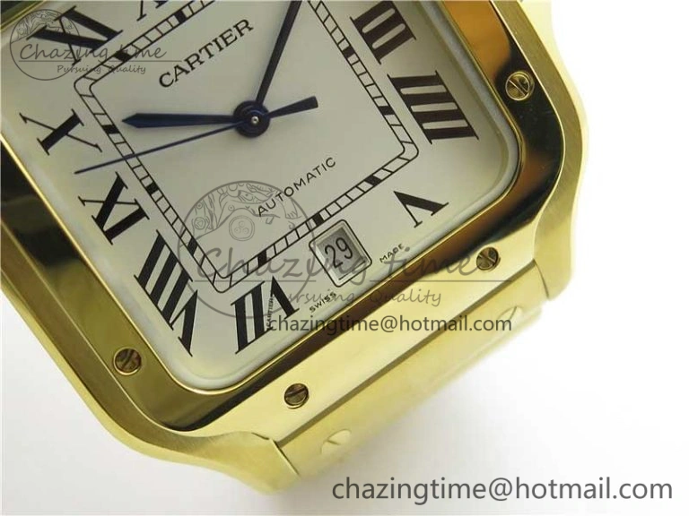 Santos de Cartier 40mm 2018 YG RXW 1:1 Best Edition White Dial on SmartLinks Bracelet MIYOTA 9015