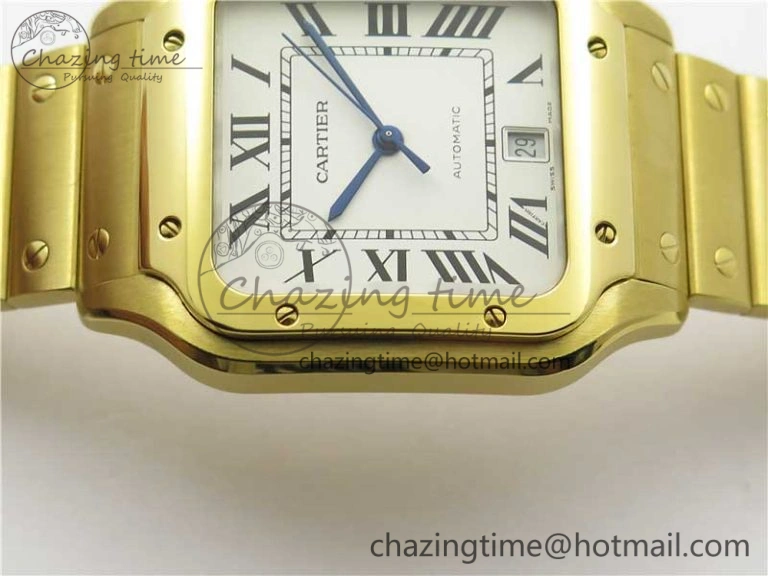 Santos de Cartier 40mm 2018 YG RXW 1:1 Best Edition White Dial on SmartLinks Bracelet MIYOTA 9015