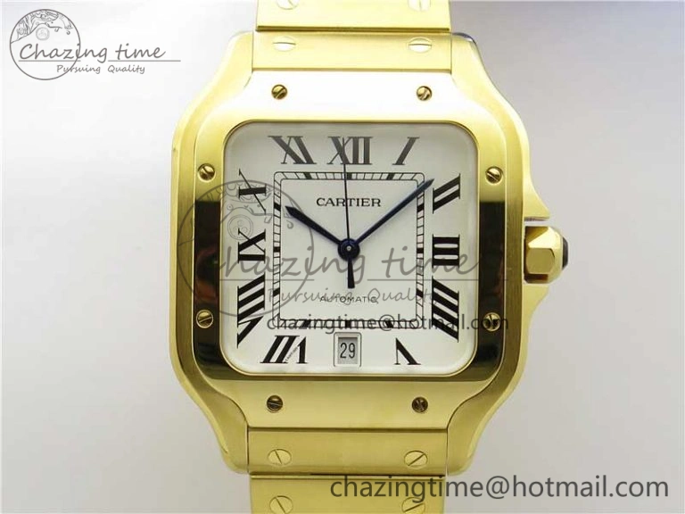 Santos de Cartier 40mm 2018 YG RXW 1:1 Best Edition White Dial on SmartLinks Bracelet MIYOTA 9015