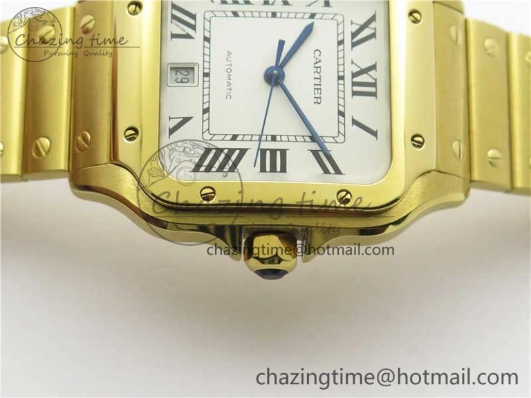 Santos de Cartier 40mm 2018 YG RXW 1:1 Best Edition White Dial on SmartLinks Bracelet MIYOTA 9015