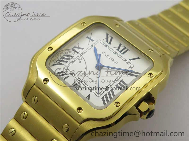 Santos de Cartier 40mm 2018 YG RXW 1:1 Best Edition White Dial on SmartLinks Bracelet MIYOTA 9015