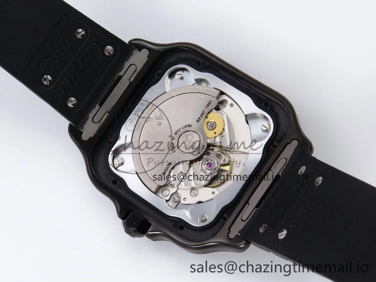 Santos de Cartier 40mm BVF 1:1 Best Edition Black Dial on Black Rubber Strap MIYOTA 9015