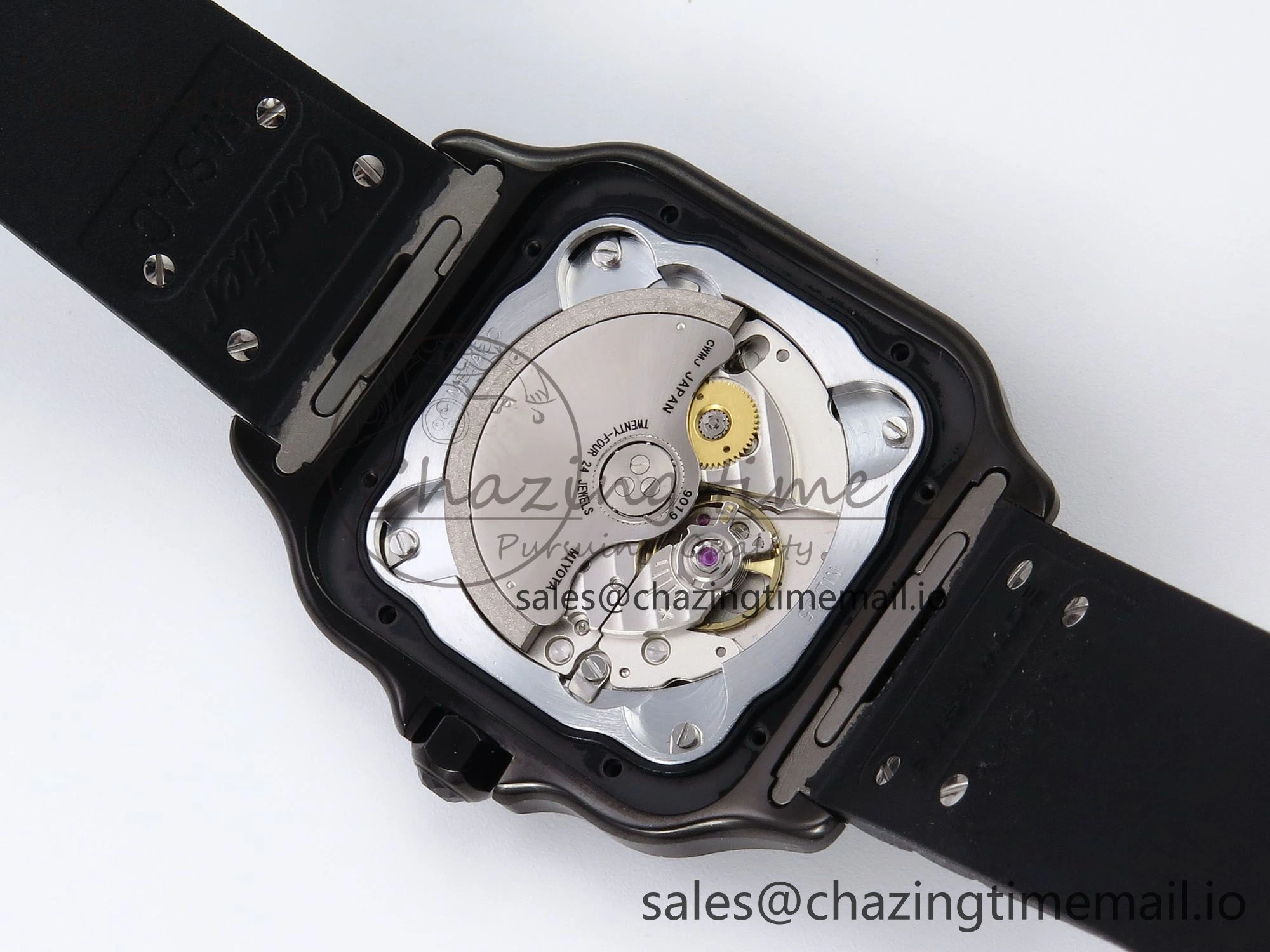 Santos de Cartier 40mm BVF 1:1 Best Edition Black Dial on Black Rubber Strap MIYOTA 9015