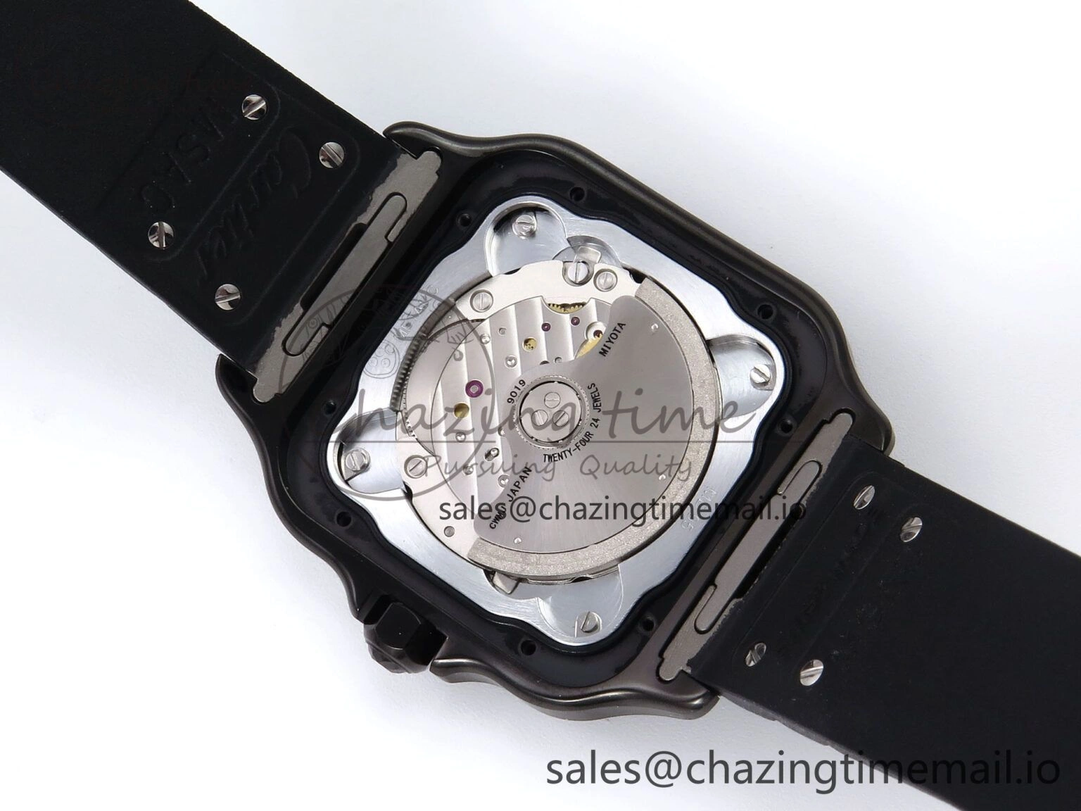 Santos de Cartier 40mm BVF 1:1 Best Edition Black Dial on Black Rubber Strap MIYOTA 9015
