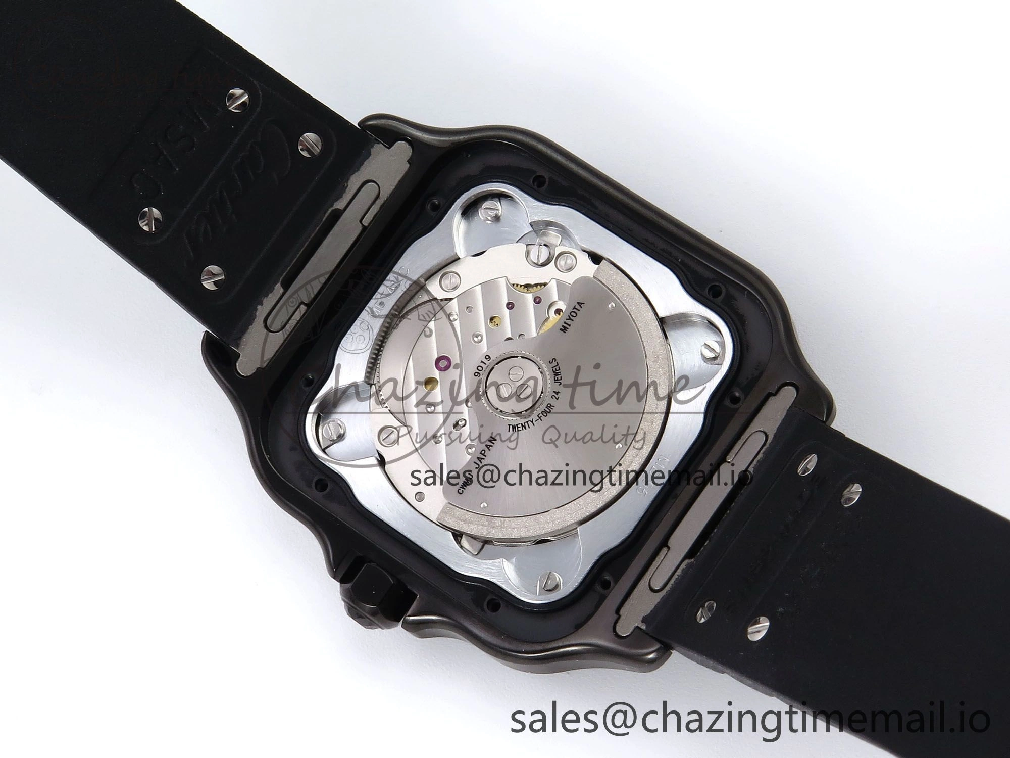 Santos de Cartier 40mm BVF 1:1 Best Edition Black Dial on Black Rubber Strap MIYOTA 9015