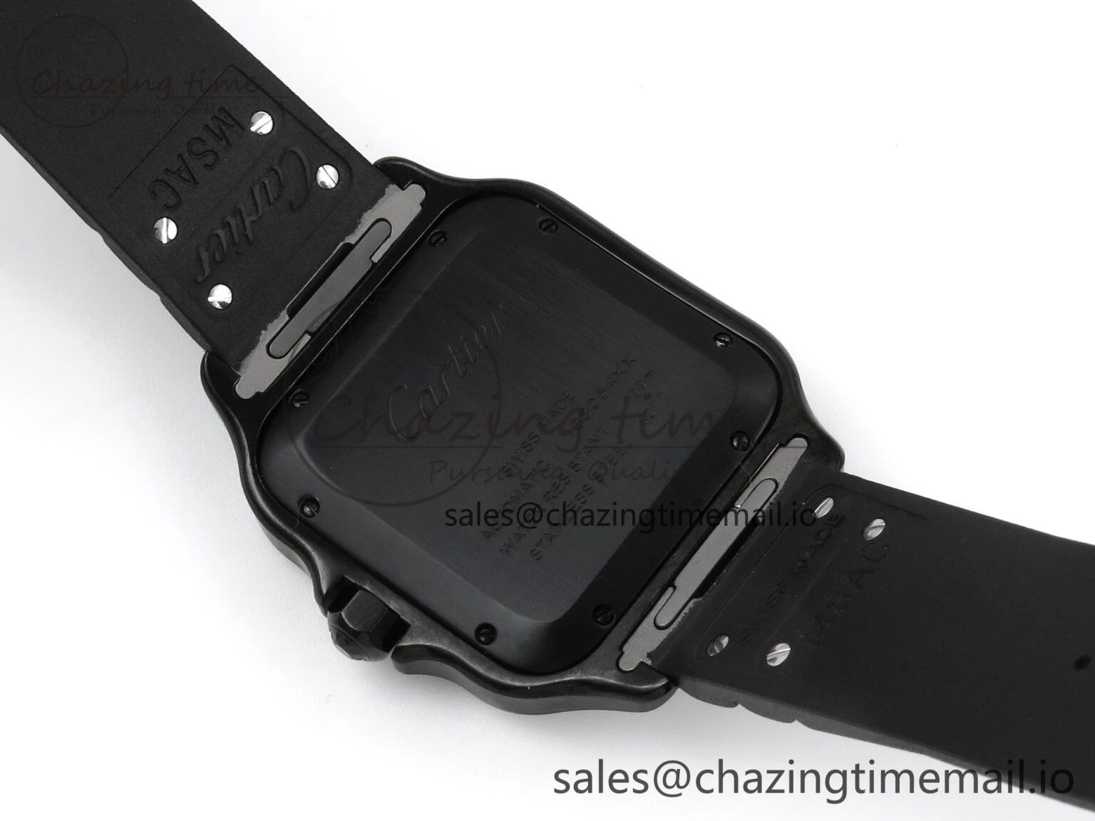 Santos de Cartier 40mm BVF 1:1 Best Edition Black Dial on Black Rubber Strap MIYOTA 9015