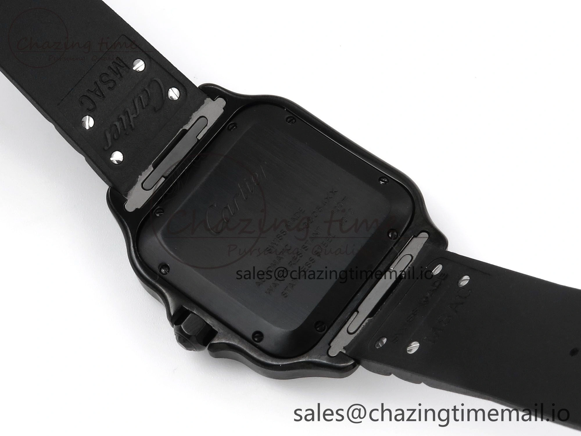 Santos de Cartier 40mm BVF 1:1 Best Edition Black Dial on Black Rubber Strap MIYOTA 9015