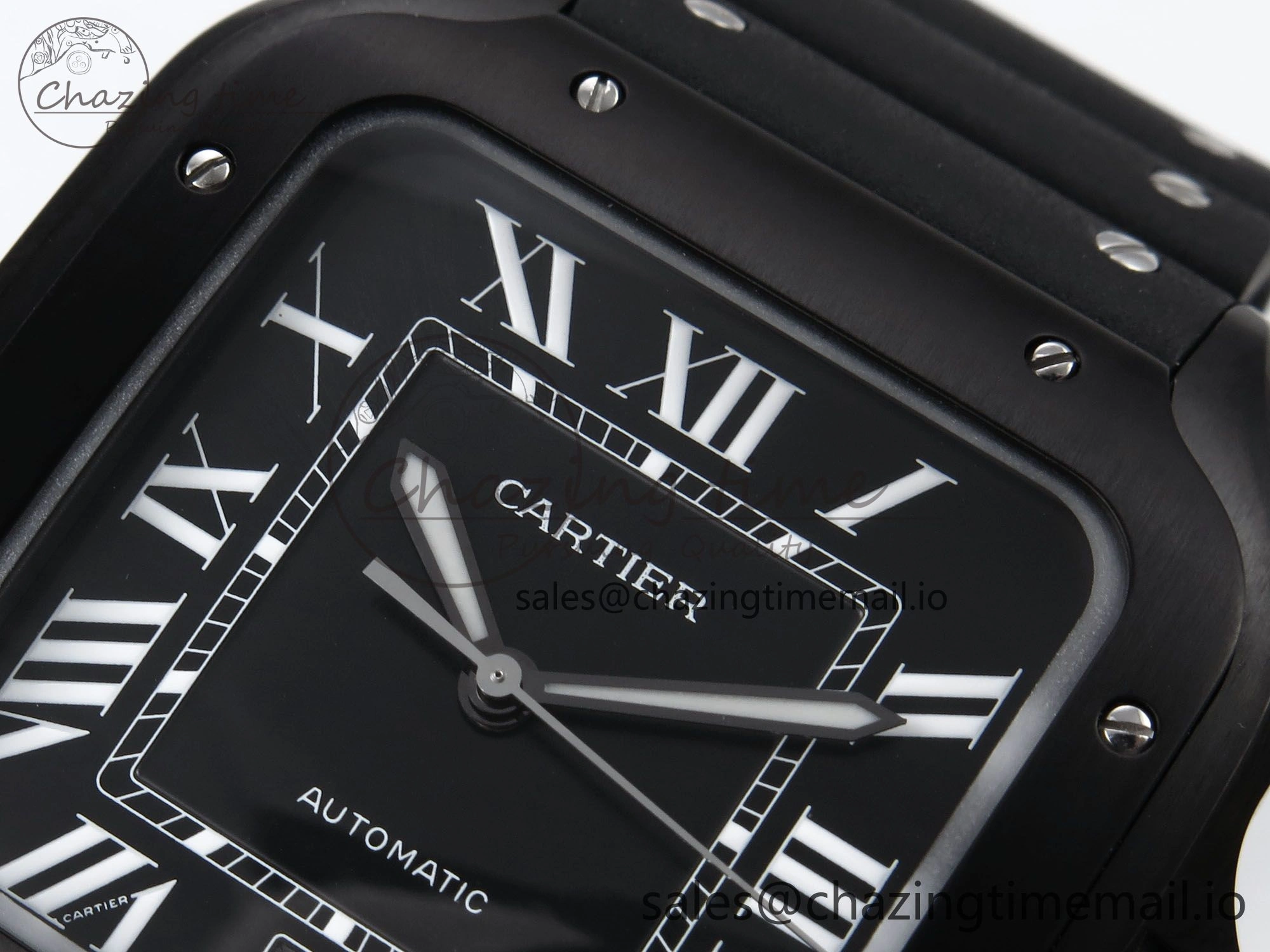 Santos de Cartier 40mm BVF 1:1 Best Edition Black Dial on Black Rubber Strap MIYOTA 9015