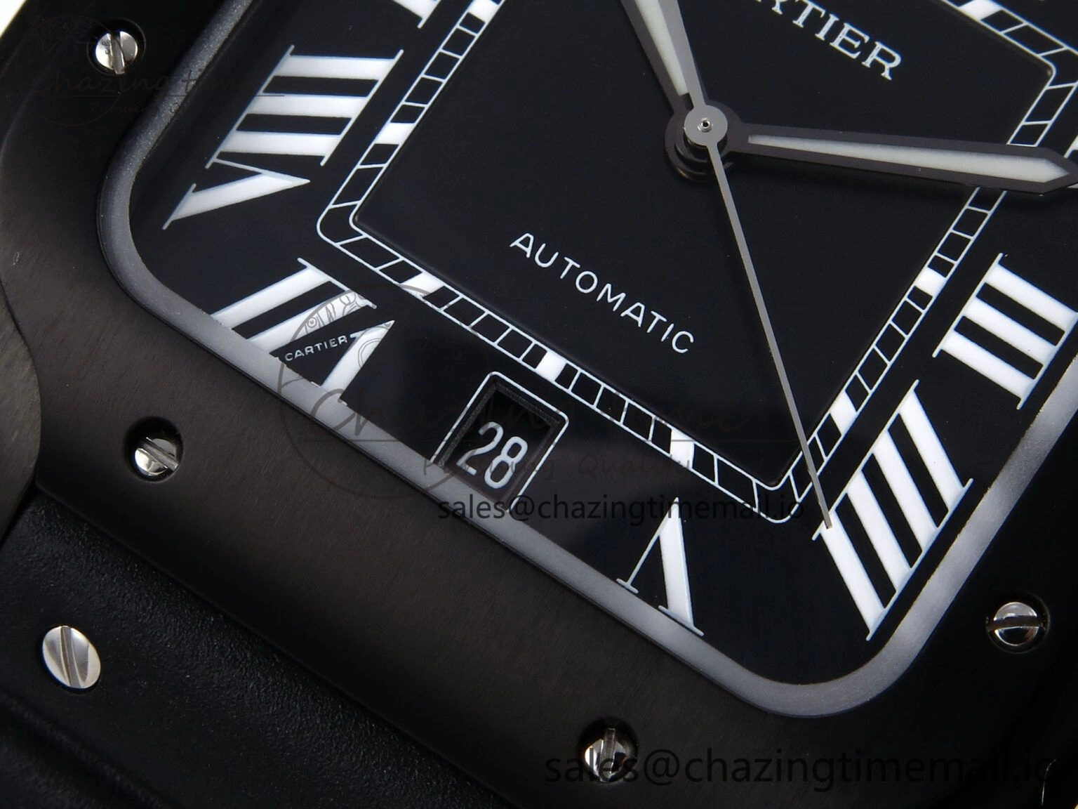Santos de Cartier 40mm BVF 1:1 Best Edition Black Dial on Black Rubber Strap MIYOTA 9015