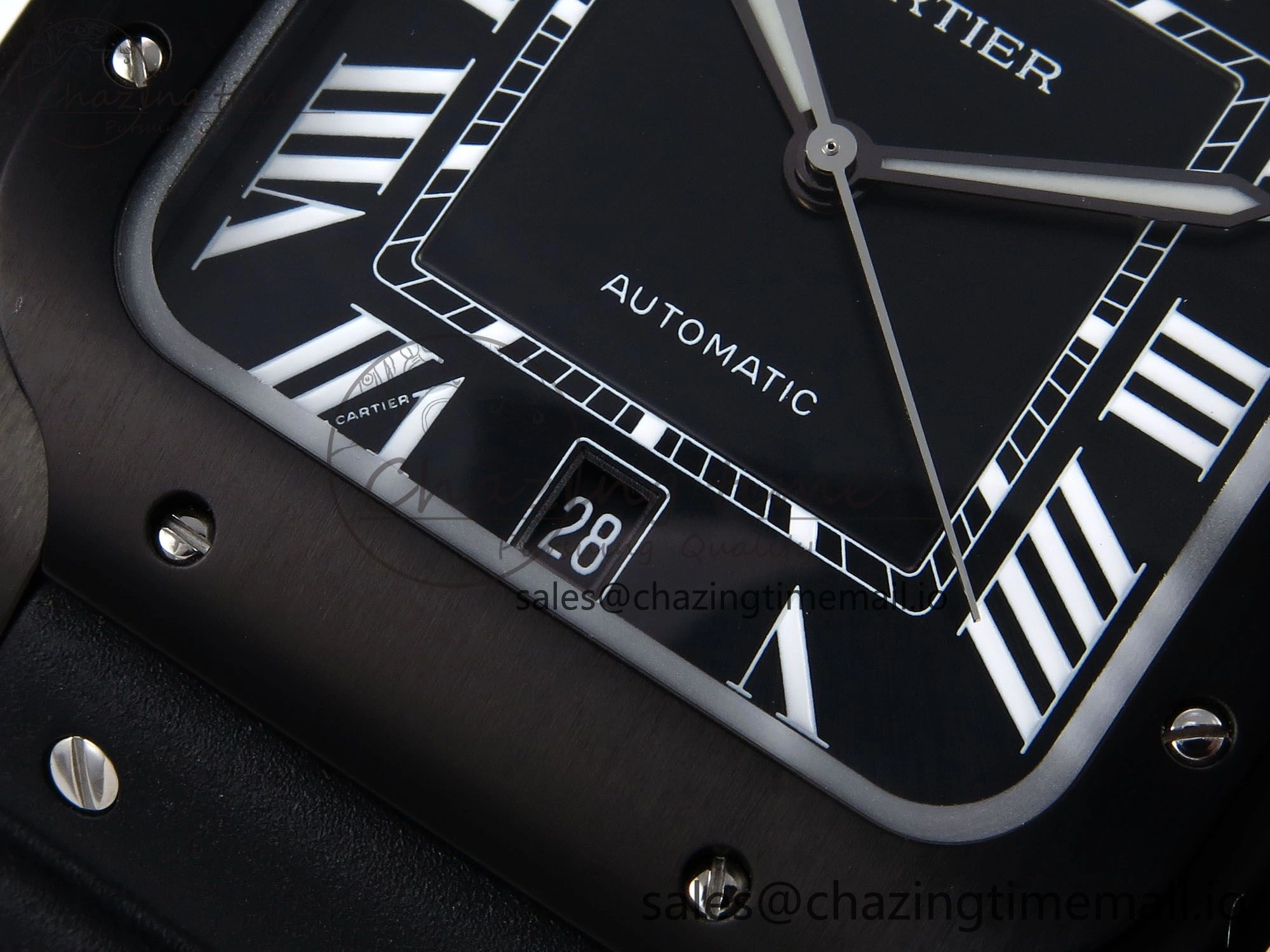 Santos de Cartier 40mm BVF 1:1 Best Edition Black Dial on Black Rubber Strap MIYOTA 9015