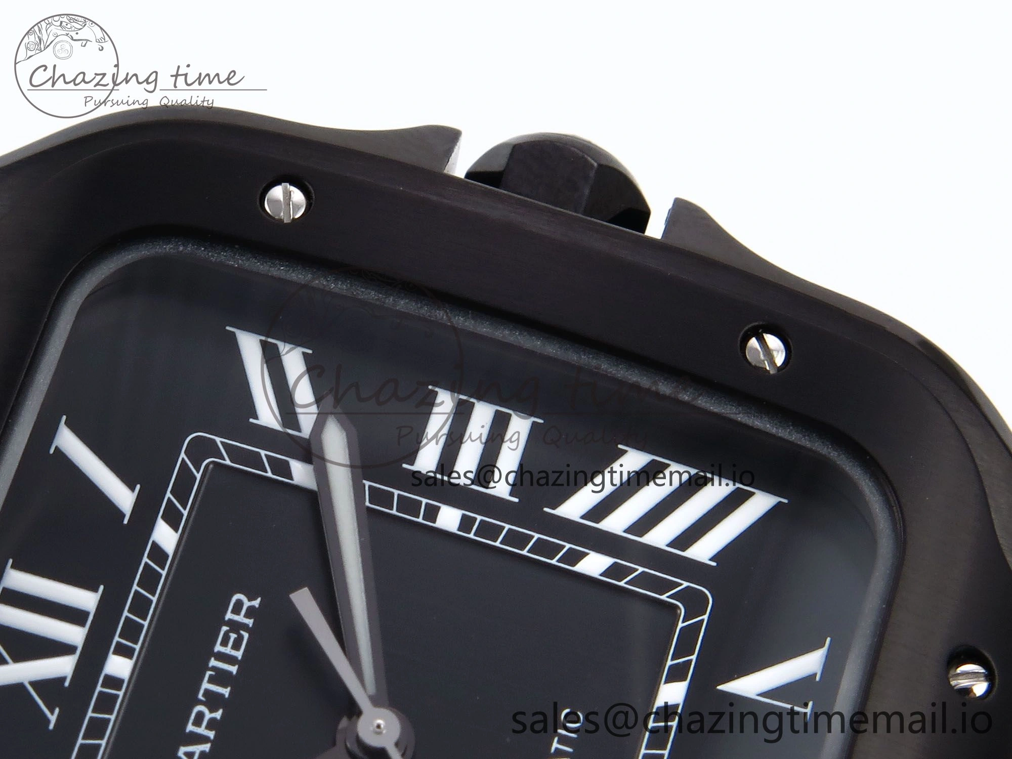 Santos de Cartier 40mm BVF 1:1 Best Edition Black Dial on Black Rubber Strap MIYOTA 9015