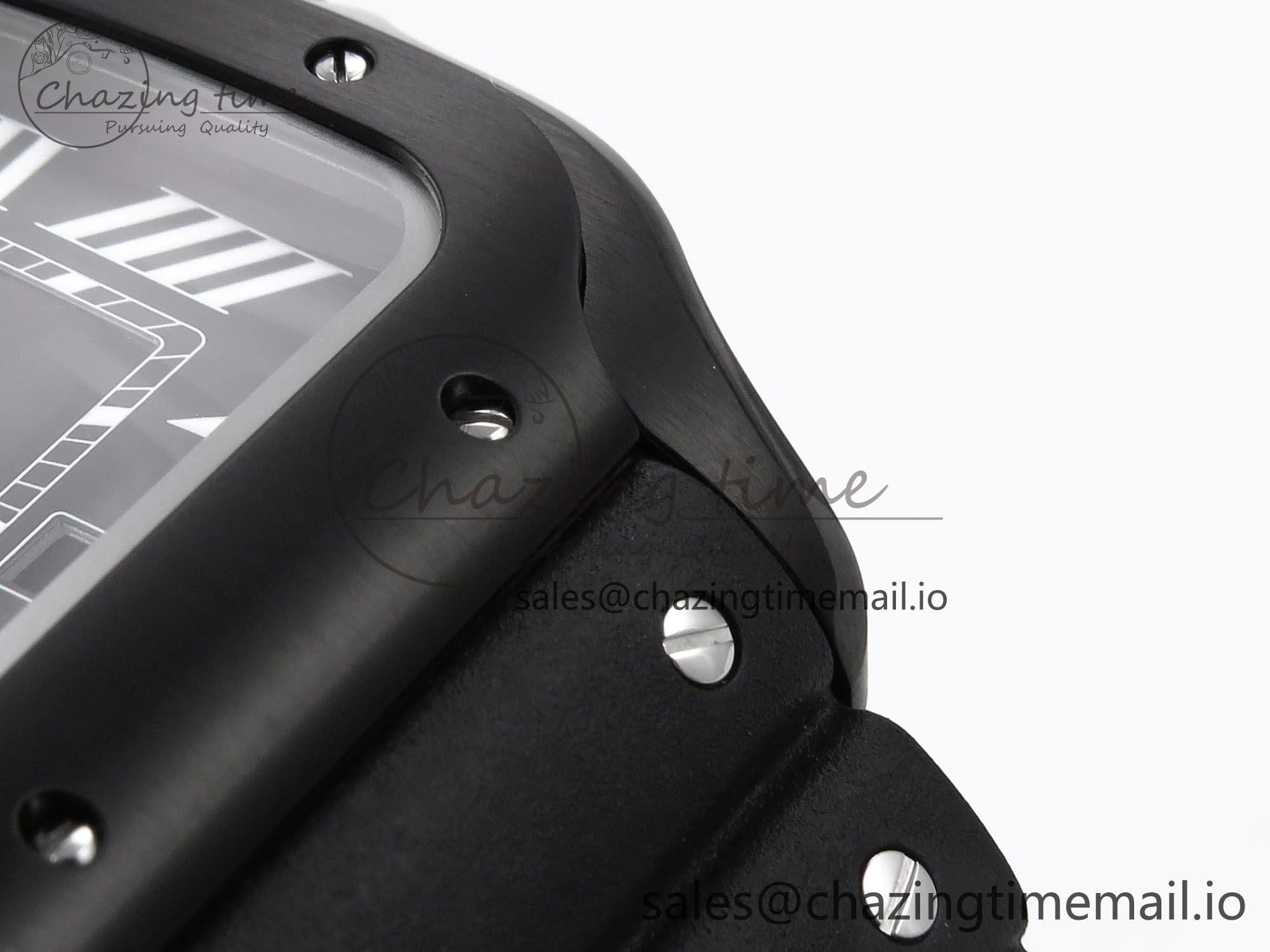 Santos de Cartier 40mm BVF 1:1 Best Edition Black Dial on Black Rubber Strap MIYOTA 9015