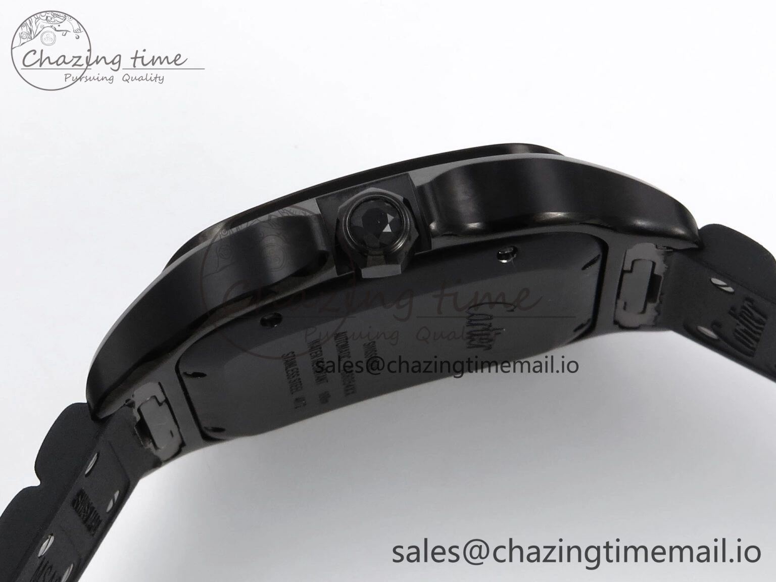 Santos de Cartier 40mm BVF 1:1 Best Edition Black Dial on Black Rubber Strap MIYOTA 9015