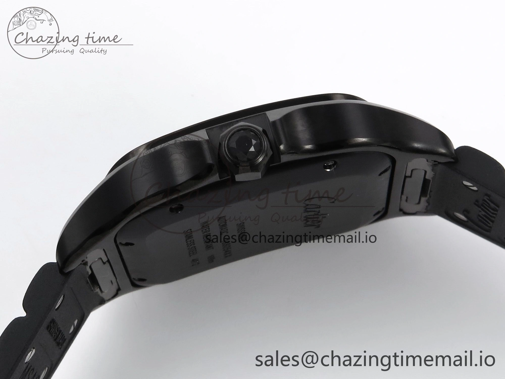 Santos de Cartier 40mm BVF 1:1 Best Edition Black Dial on Black Rubber Strap MIYOTA 9015