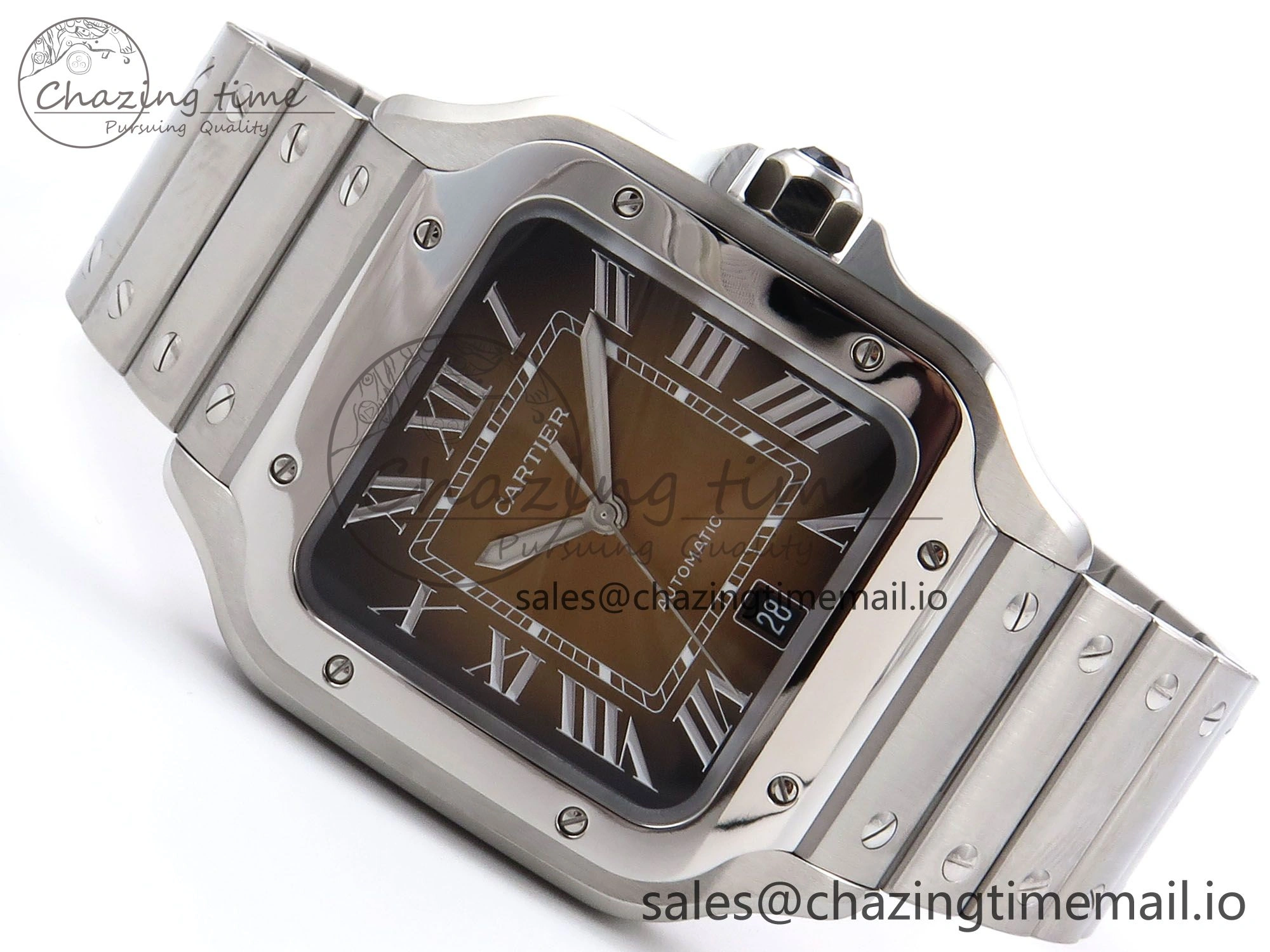 Santos de Cartier 40mm BVF 1:1 Best Edition Brown Dial on SS SmartLinks Bracelet MIYOTA 9015
