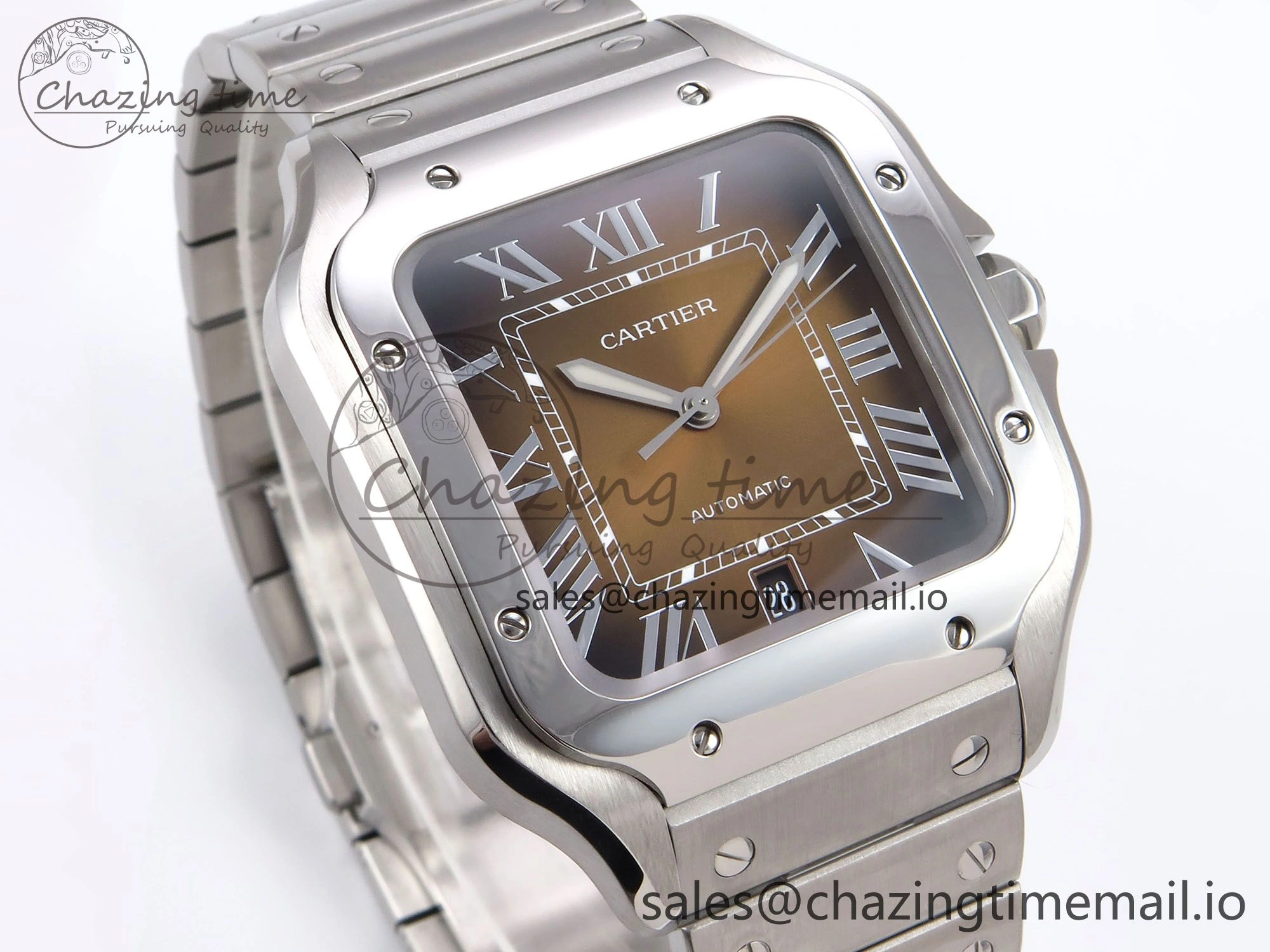 Santos de Cartier 40mm BVF 1:1 Best Edition Brown Dial on SS SmartLinks Bracelet MIYOTA 9015