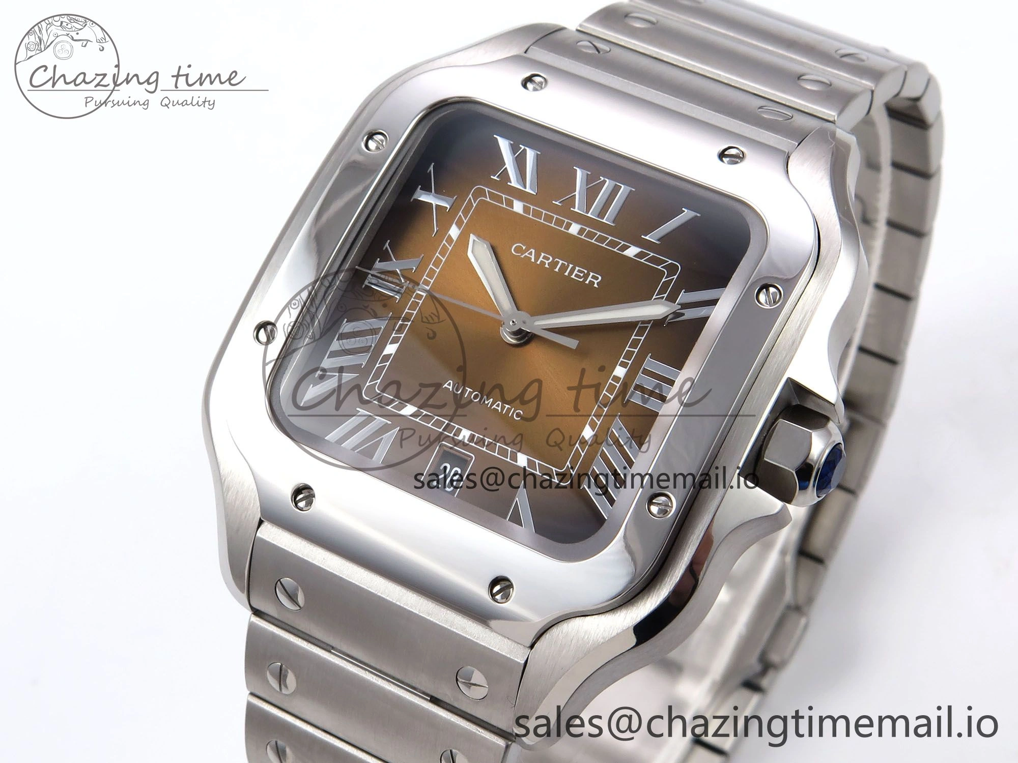 Santos de Cartier 40mm BVF 1:1 Best Edition Brown Dial on SS SmartLinks Bracelet MIYOTA 9015