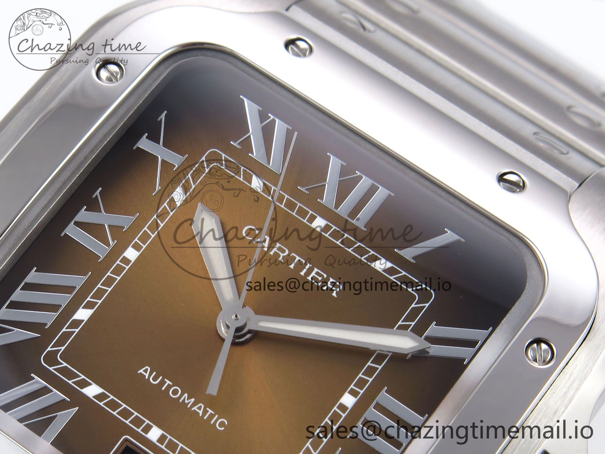 Santos de Cartier 40mm BVF 1:1 Best Edition Brown Dial on SS SmartLinks Bracelet MIYOTA 9015