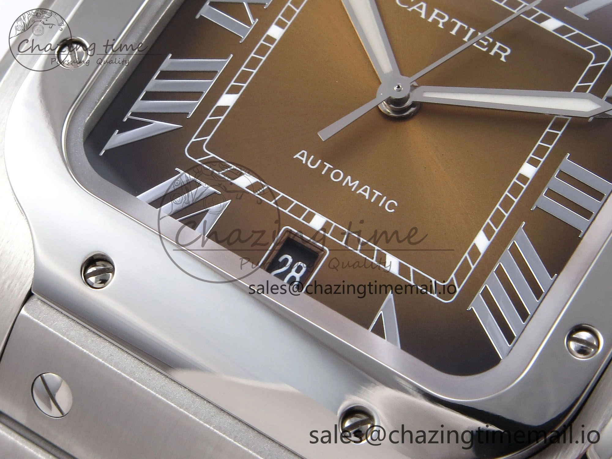 Santos de Cartier 40mm BVF 1:1 Best Edition Brown Dial on SS SmartLinks Bracelet MIYOTA 9015