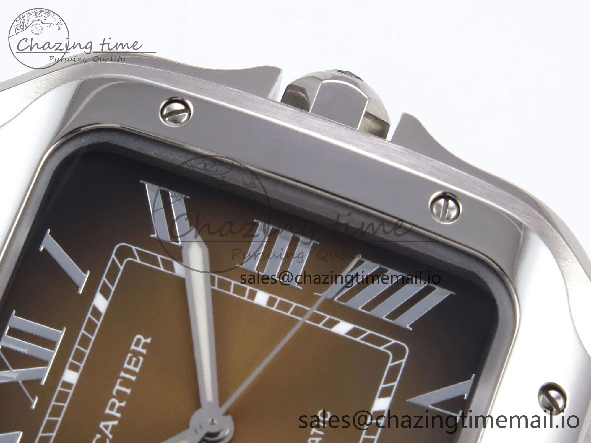 Santos de Cartier 40mm BVF 1:1 Best Edition Brown Dial on SS SmartLinks Bracelet MIYOTA 9015