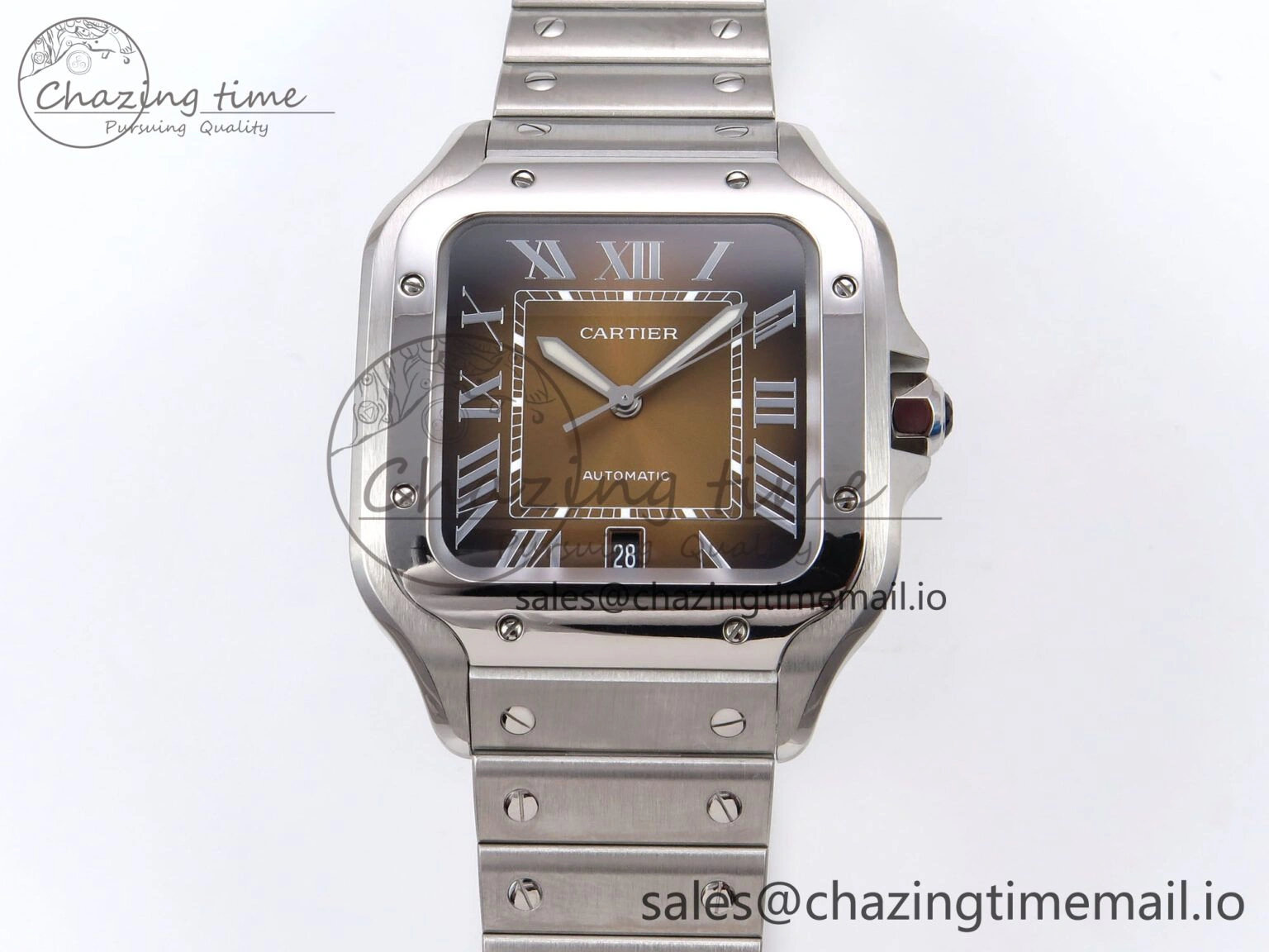 Santos de Cartier 40mm BVF 1:1 Best Edition Brown Dial on SS SmartLinks Bracelet MIYOTA 9015